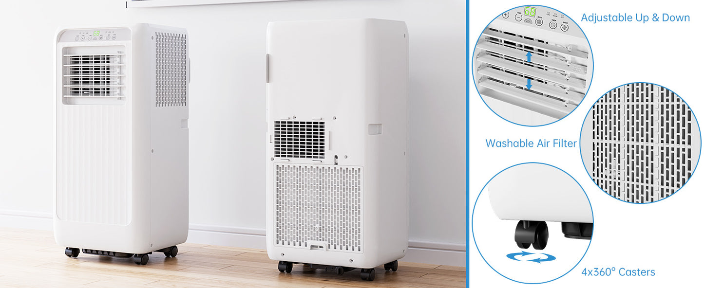 8000 Btu Portable Air Conditioners, 3-in-1 Portable AC, Dehumidifier, and Fan Mode, AC Unit