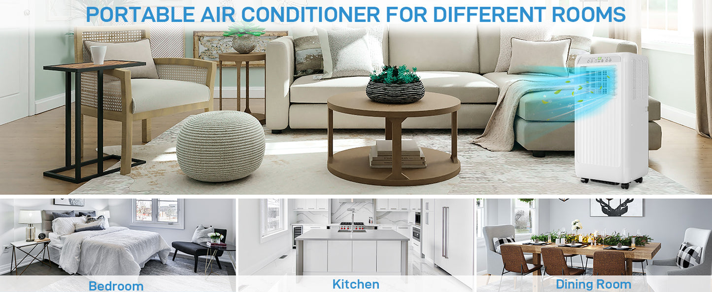 8000 Btu Portable Air Conditioners, 3-in-1 Portable AC, Dehumidifier, and Fan Mode, AC Unit