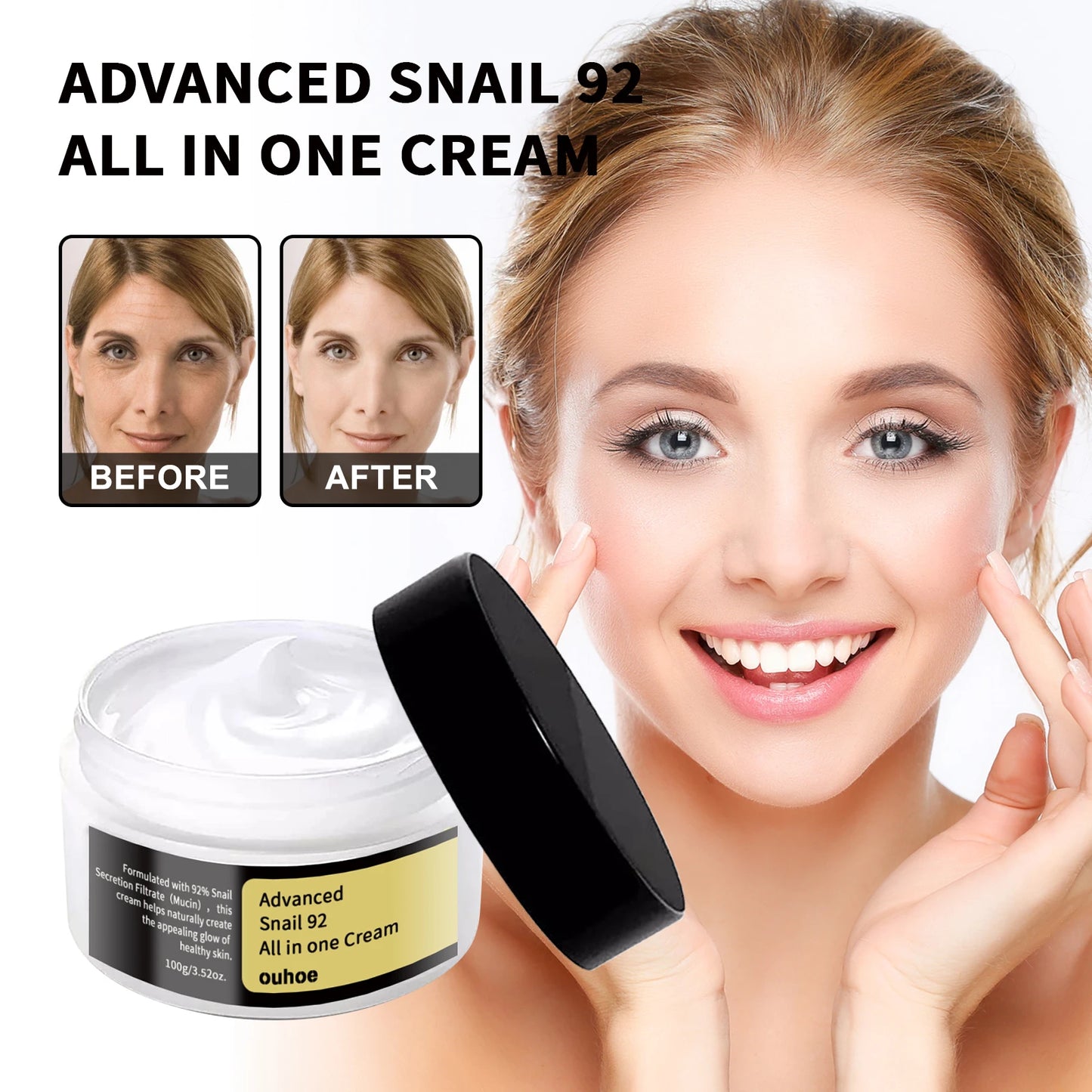 Snail Face Cream Whitening Repair Soothes Red Sensitized Anti Aging Snail Mucin Facial