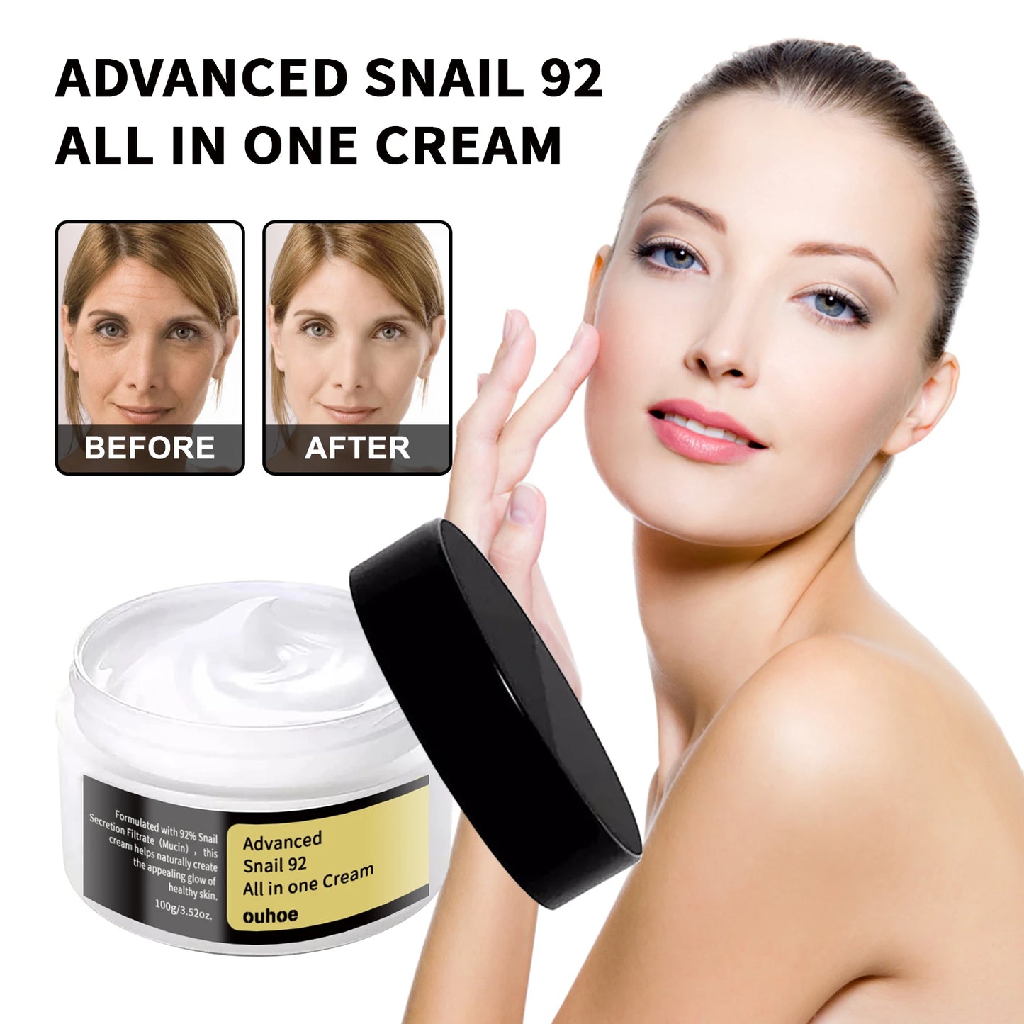 Snail Face Cream Whitening Repair Soothes Red Sensitized Anti Aging Snail Mucin Facial