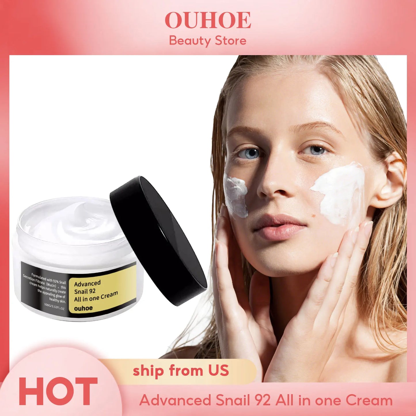 Snail Face Cream Whitening Repair Soothes Red Sensitized Anti Aging Snail Mucin Facial