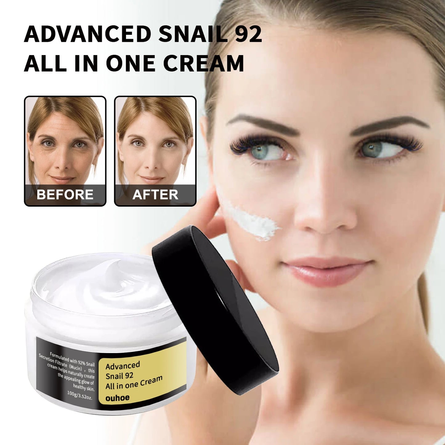 Snail Face Cream Whitening Repair Soothes Red Sensitized Anti Aging Snail Mucin Facial