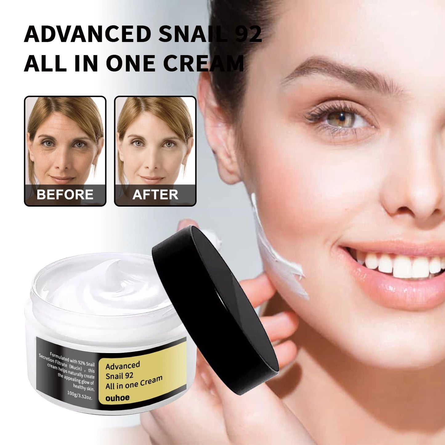 Snail Face Cream Whitening Repair Soothes Red Sensitized Anti Aging Snail Mucin Facial