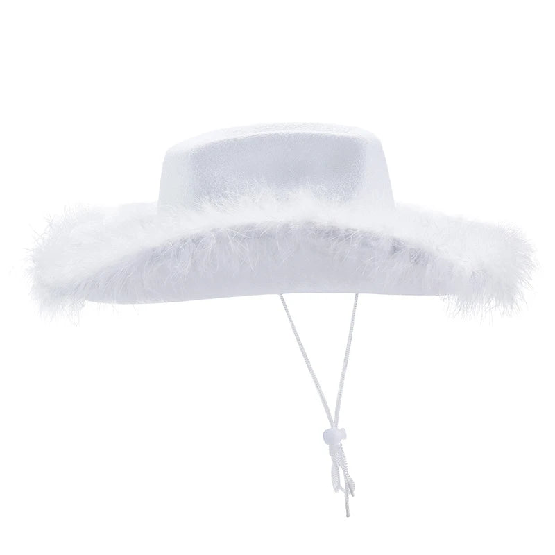 Women s Western Style Cowboy Hat with Feather Accents Wide Brim Sun Protection
