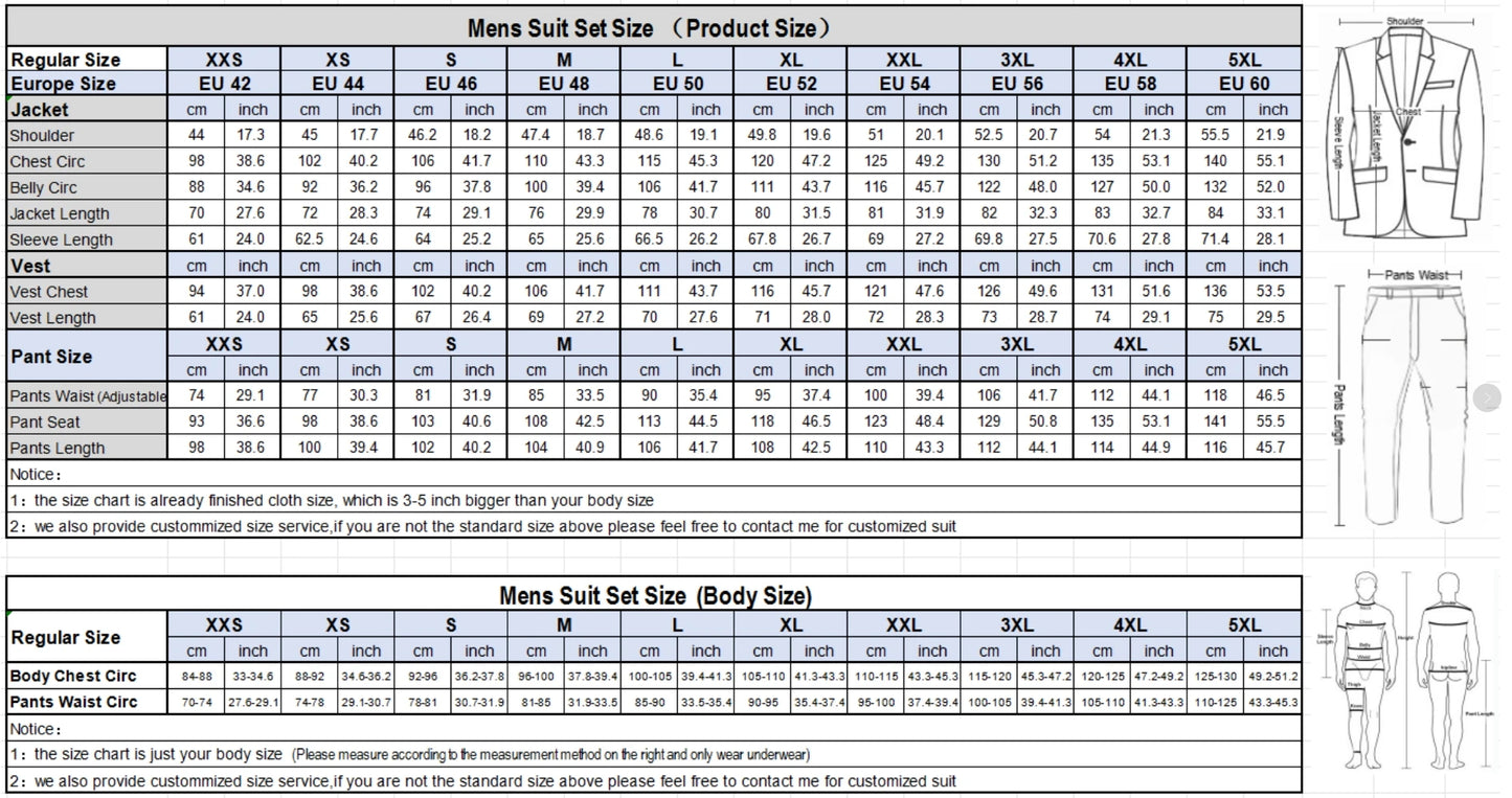 Elegant Men's Suit 3pcs Tweed Herringbone Wedding Suit Prom Tuxedos (Blazer+vest+Pants)