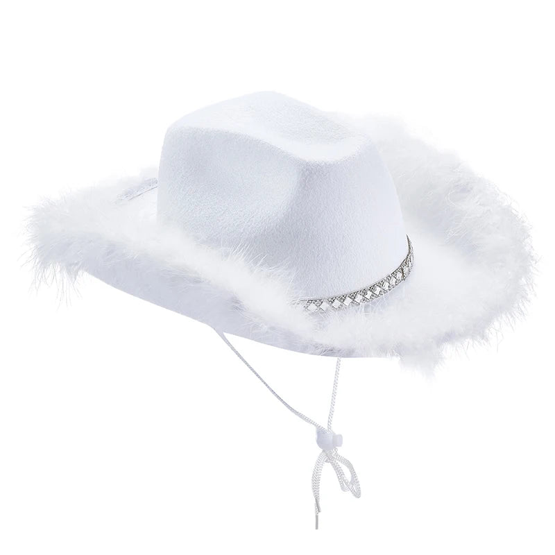 Women s Western Style Cowboy Hat with Feather Accents Wide Brim Sun Protection