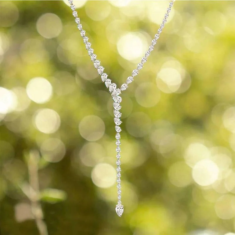 Water Drop Zircon Necklace Luxury Choker Jewelry Y Lariat Necklace Charm