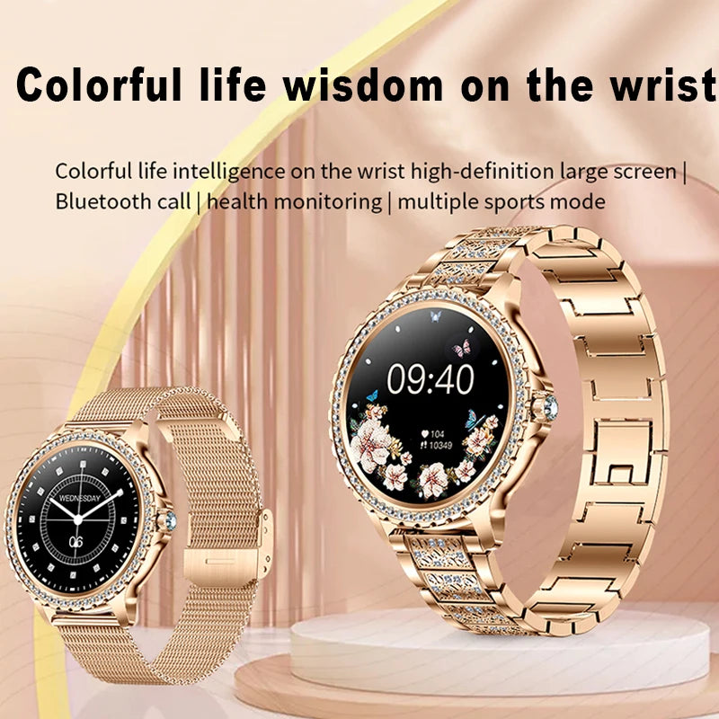 Women Smart Watch True Blood Oxygen 1.32Inch 360*360 HD Diamond Bracelet Bluetooth