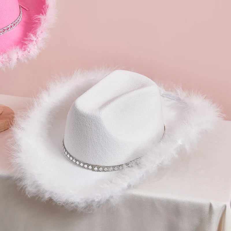 Women s Western Style Cowboy Hat with Feather Accents Wide Brim Sun Protection