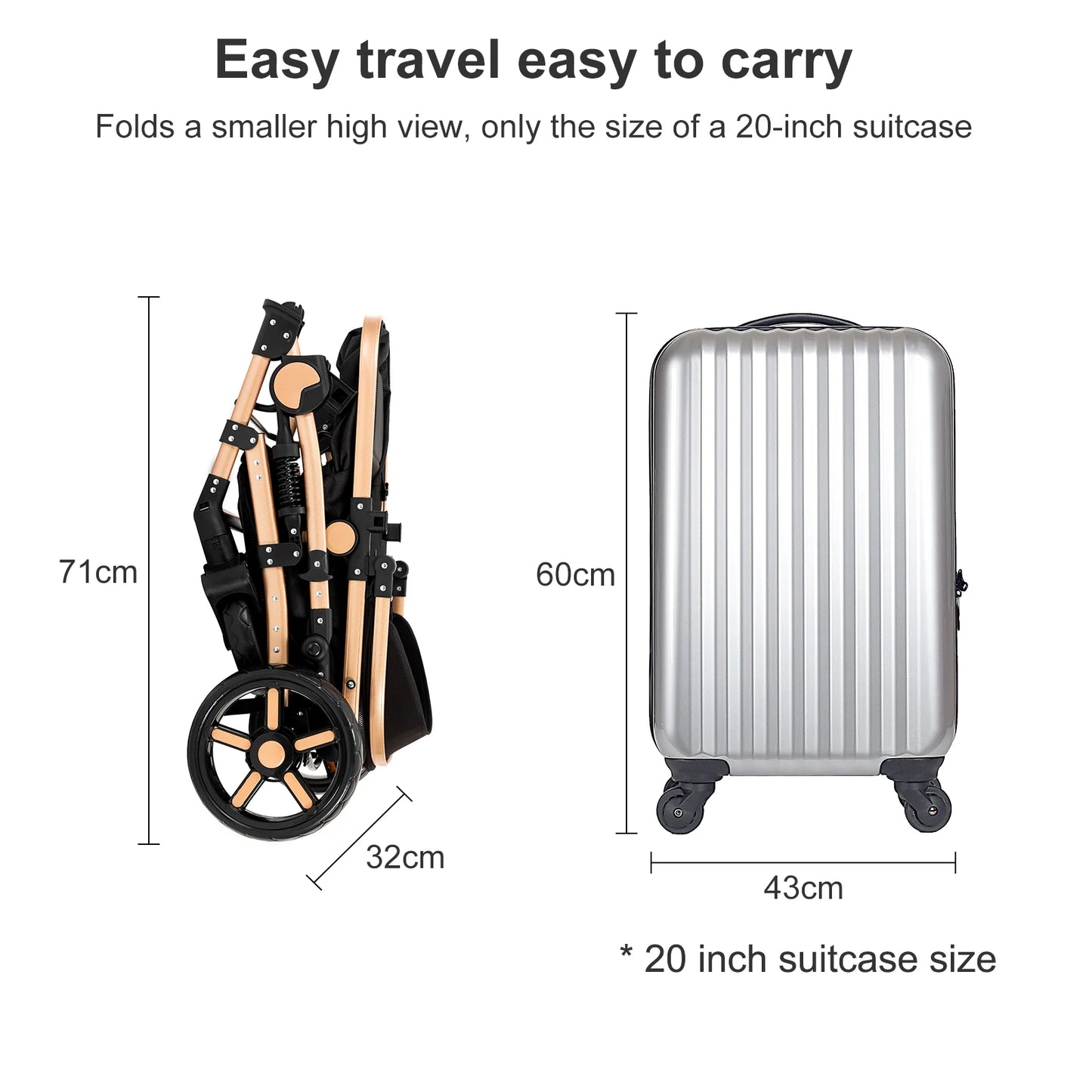 Lightweight Baby Stroller 2 in 1 Stroller for car Comfort Baby