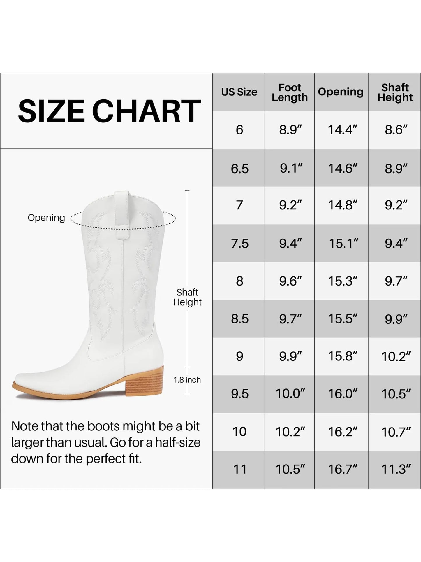 Embroidered Cowgirl Boots Western Mid Calf Fashion Chunky Heel Pointed Toe Country Boots
