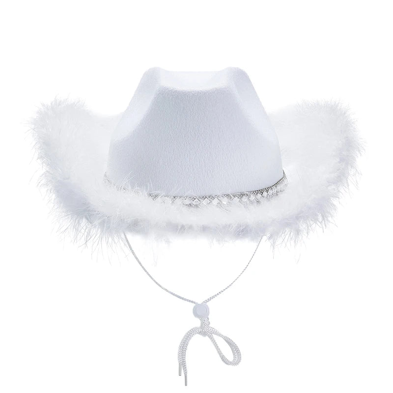 Women s Western Style Cowboy Hat with Feather Accents Wide Brim Sun Protection