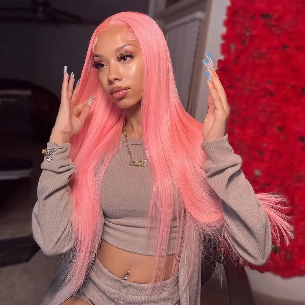 Pink Lace Front Wig Human Hair For Women 13x4 Hd Lace Frontal Wig Brazilian 613 13x6 Colored Straight Lace Front Wigs