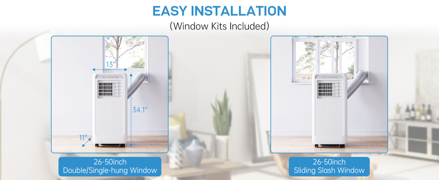 8000 Btu Portable Air Conditioners, 3-in-1 Portable AC, Dehumidifier, and Fan Mode, AC Unit