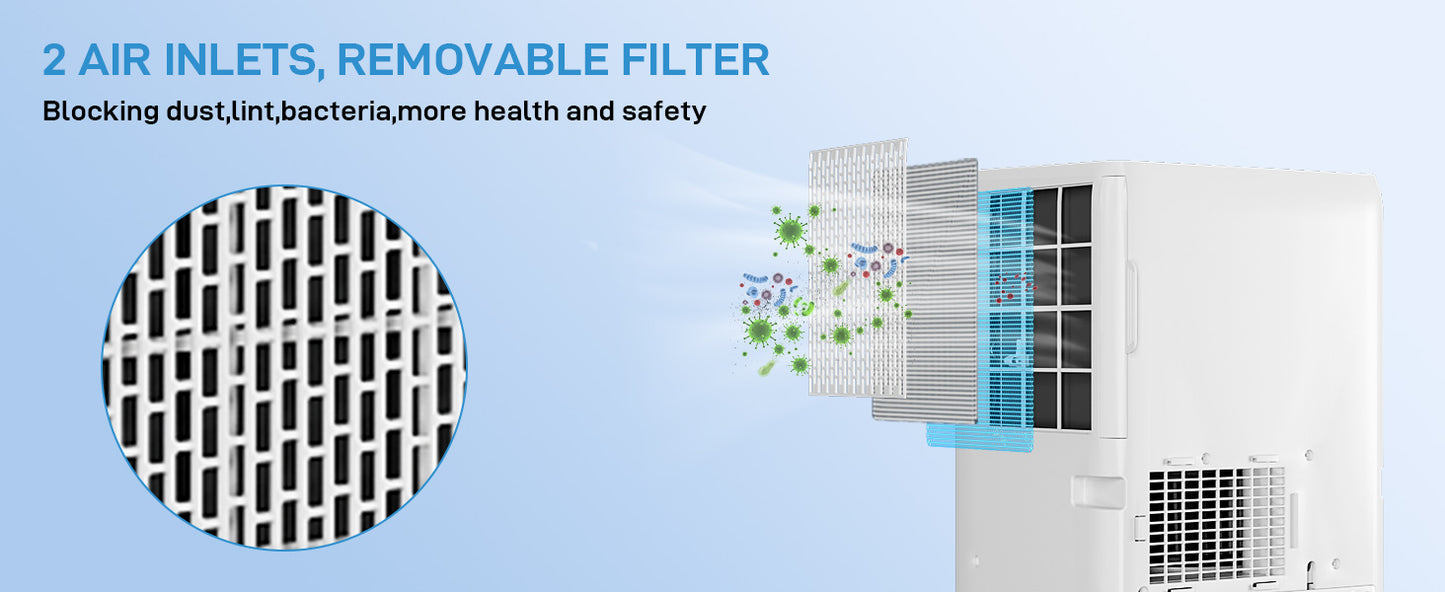 8000 Btu Portable Air Conditioners, 3-in-1 Portable AC, Dehumidifier, and Fan Mode, AC Unit
