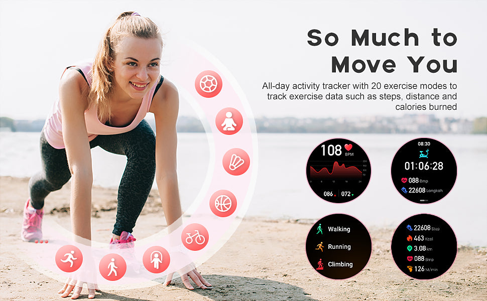 smart Watches for Women for Android and for iPhone Full Touch Screen 100+ Sports Mode