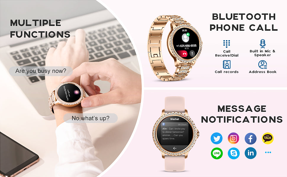 smart Watches for Women for Android and for iPhone Full Touch Screen 100+ Sports Mode