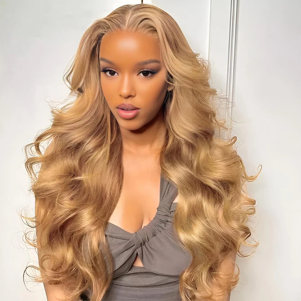 30 Inch Honey Blond Body Wave 13x6 Hd Transparent Lace Frontal Wig Glueless Brazilian