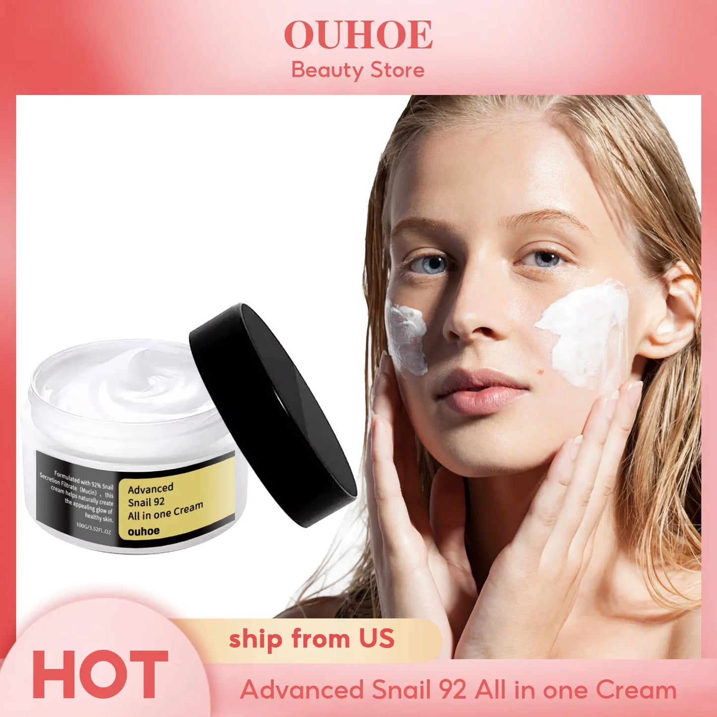 Snail Face Cream Whitening Repair Soothes Red Sensitized  Anti Aging Snail Mucin Facial