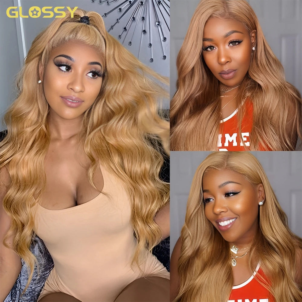 30 Inch Honey Blond Body Wave 13x6 Hd Transparent Lace Frontal Wig Glueless Brazilian