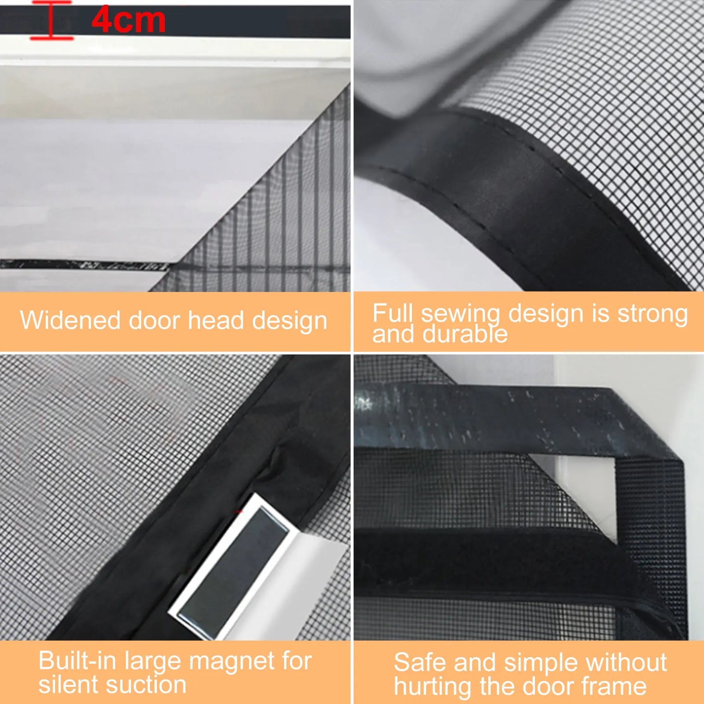 Anti Mosquito Mesh Curtain Magnetic Top to Bottom Seal Snaps Shuts Automatically