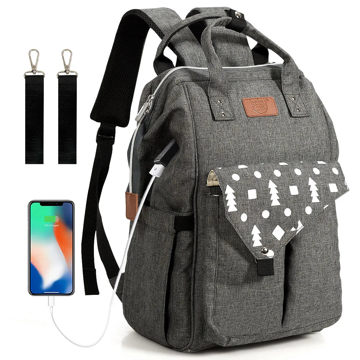 Diaper Bag Backpack Waterproof Baby Nappy Bag w/USB Charging Port Travel Outdoor