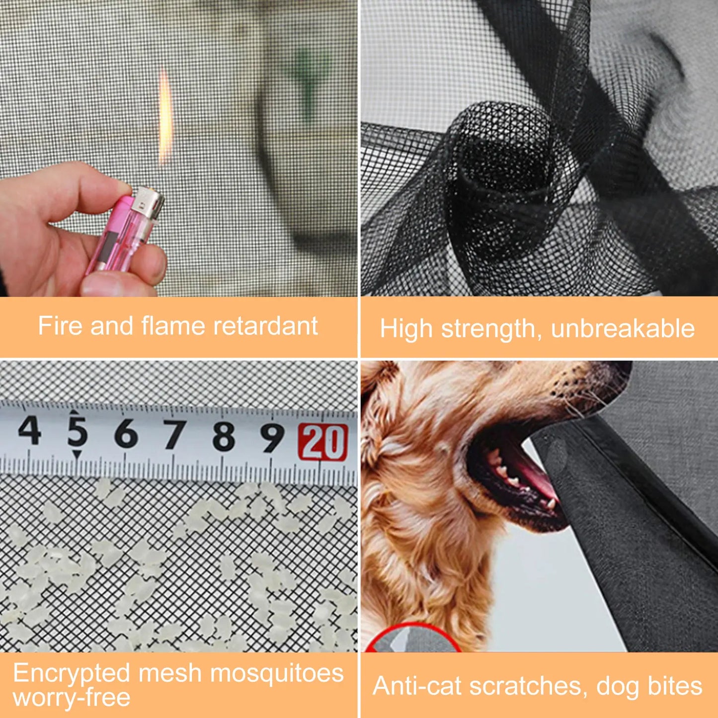 Anti Mosquito Mesh Curtain Magnetic Top to Bottom Seal Snaps Shuts Automatically