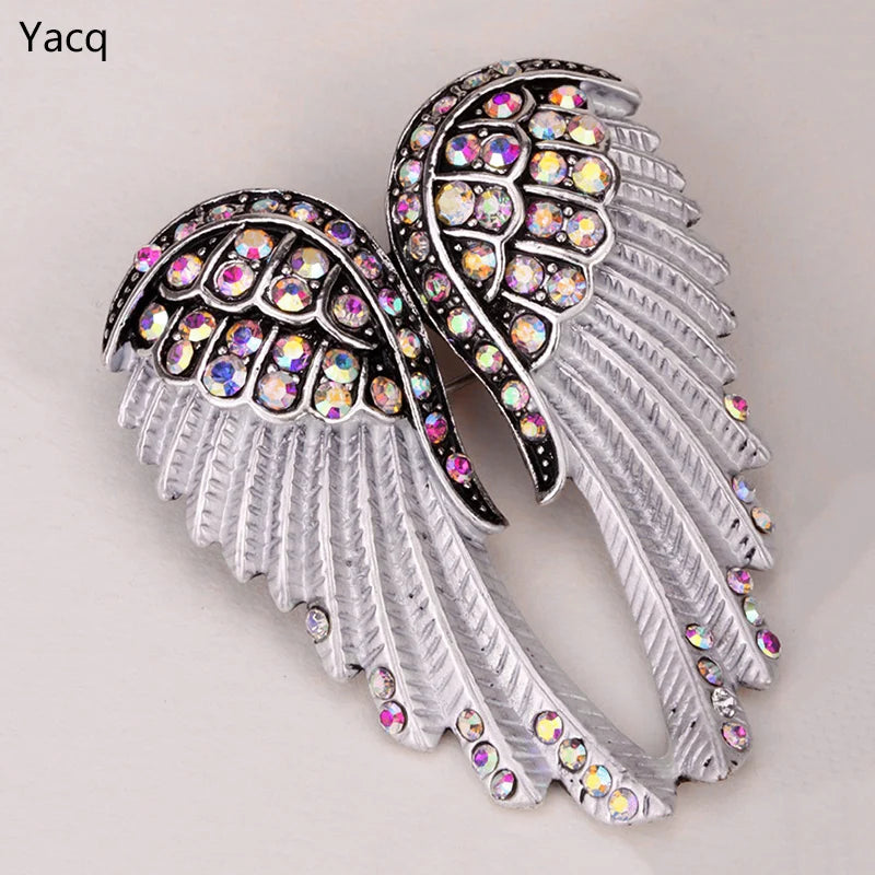 YACQ Angel Wings Brooch Pin Pendant Women Biker Jewelry