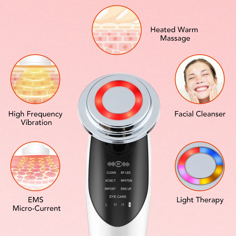 Facial Mesotherapy Electroporation RF Radio Frequency LED Photon Face Lifting Tighten