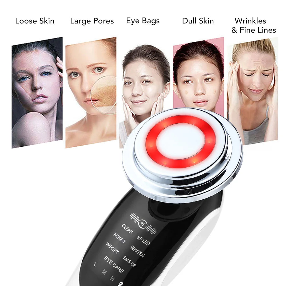 Facial Mesotherapy Electroporation RF Radio Frequency LED Photon Face Lifting Tighten