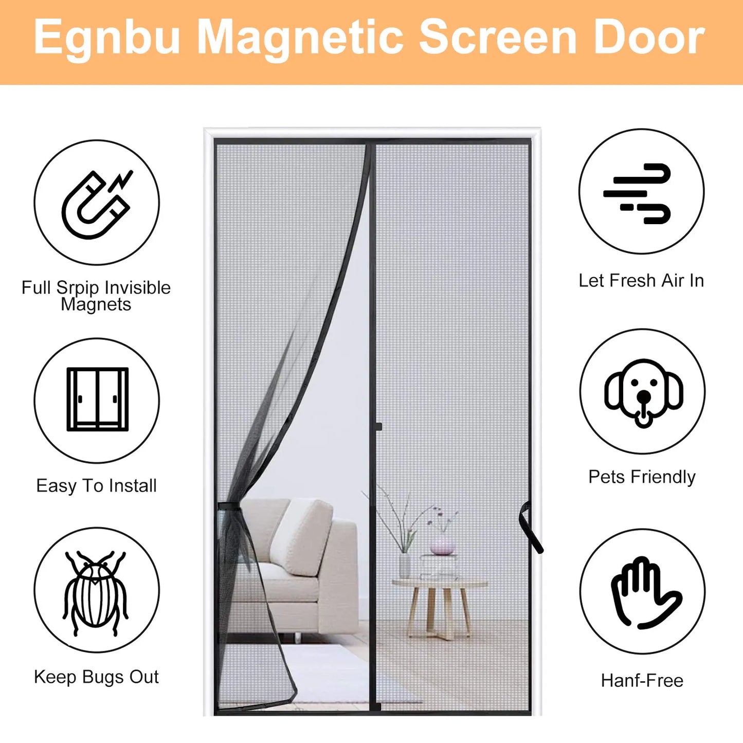 Anti Mosquito Mesh Curtain Magnetic Top to Bottom Seal Snaps Shuts Automatically