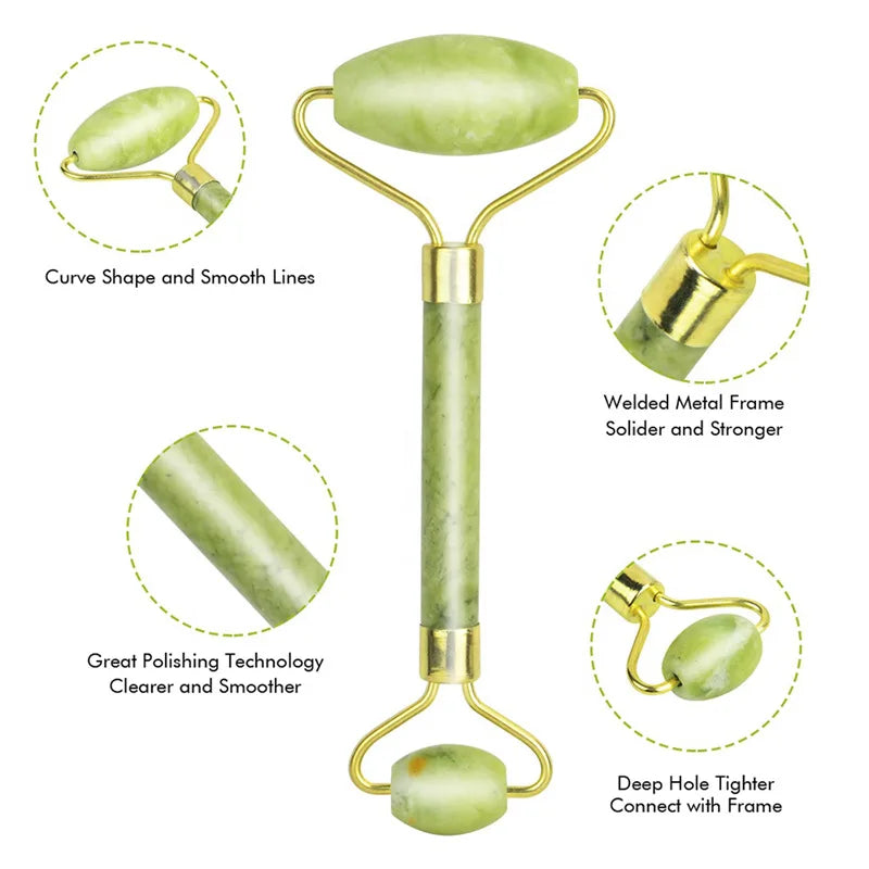 Natural Serpentine Crystal Jade Stone Facial Massager Roller for Face Lifting Anti-aging Wrinkle Skin Care Beauty Health Tools