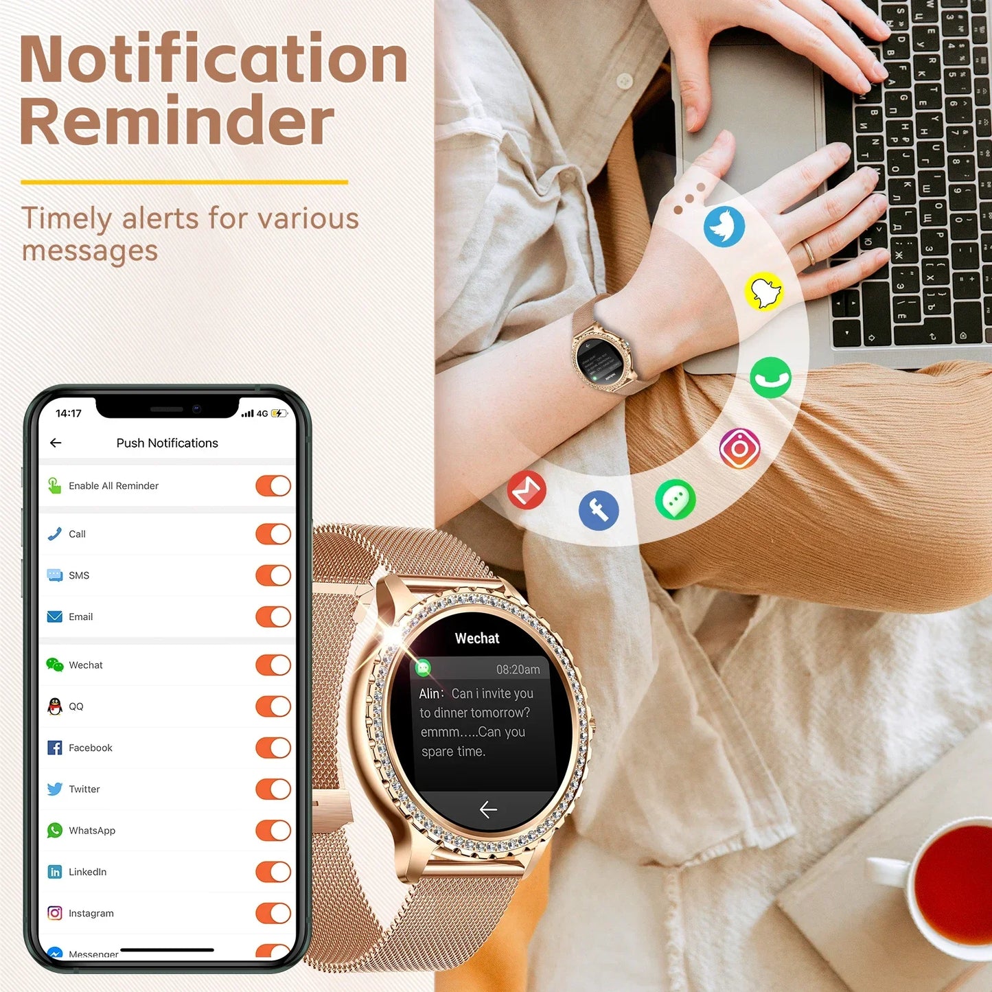 Women HD Screen Fashion Sports Watches Bluetooth Call Health Monitor IP67 Life Waterproof