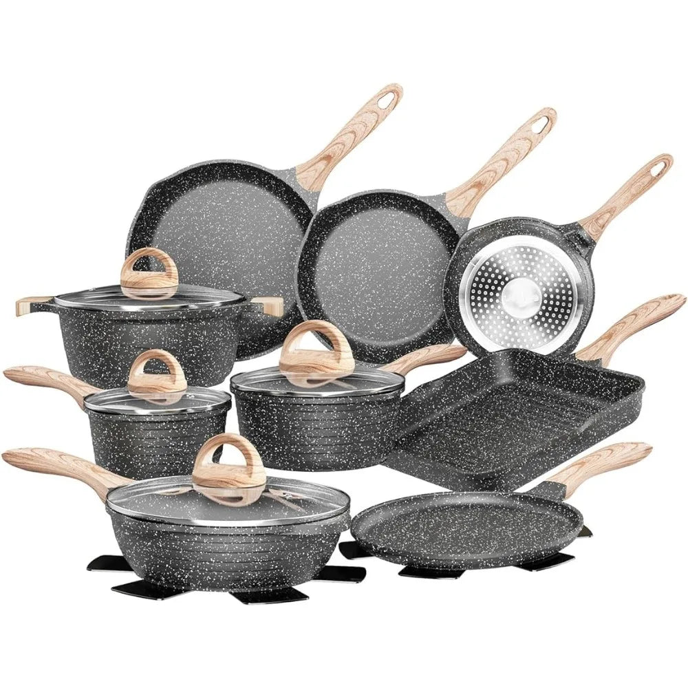 Cast Iron Cookware Pots and Pans Set Nonstick 23pcs Home Appliance Induction Cooking Set