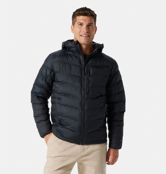 Men's Insulated Hooded Jacket Water-resistant fabric sheds moisture and light rain