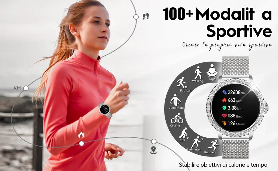 Women HD Screen Fashion Sports Watches Bluetooth Call Health Monitor IP67 Life Waterproof