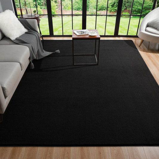 Black Rugs Living Room Carpet Nonslip Bedside Rugs Large Soft Floor Rug