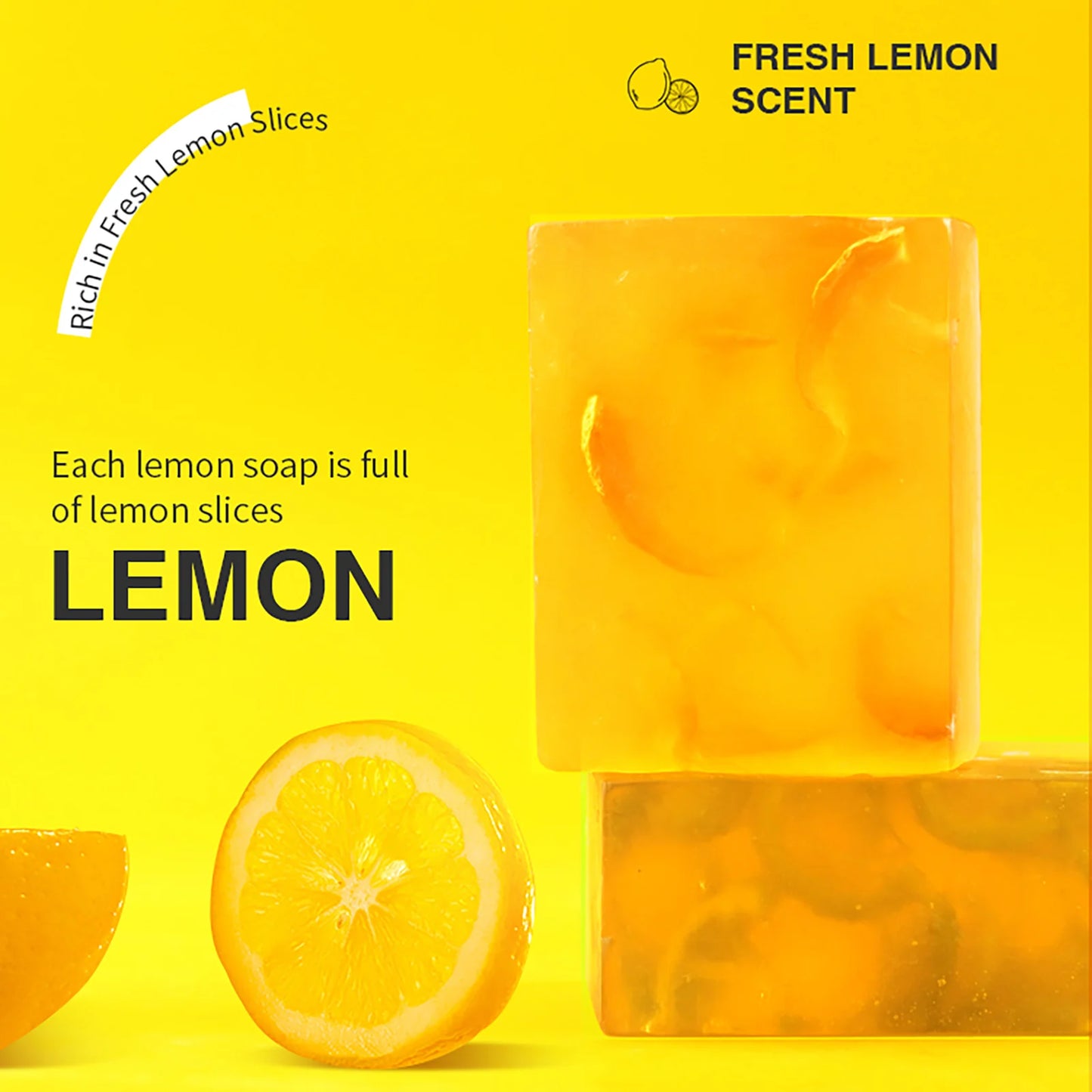 Lemon Soap, Brightening Bar, Reduce Black Spots, Oil Control, for Face and Body