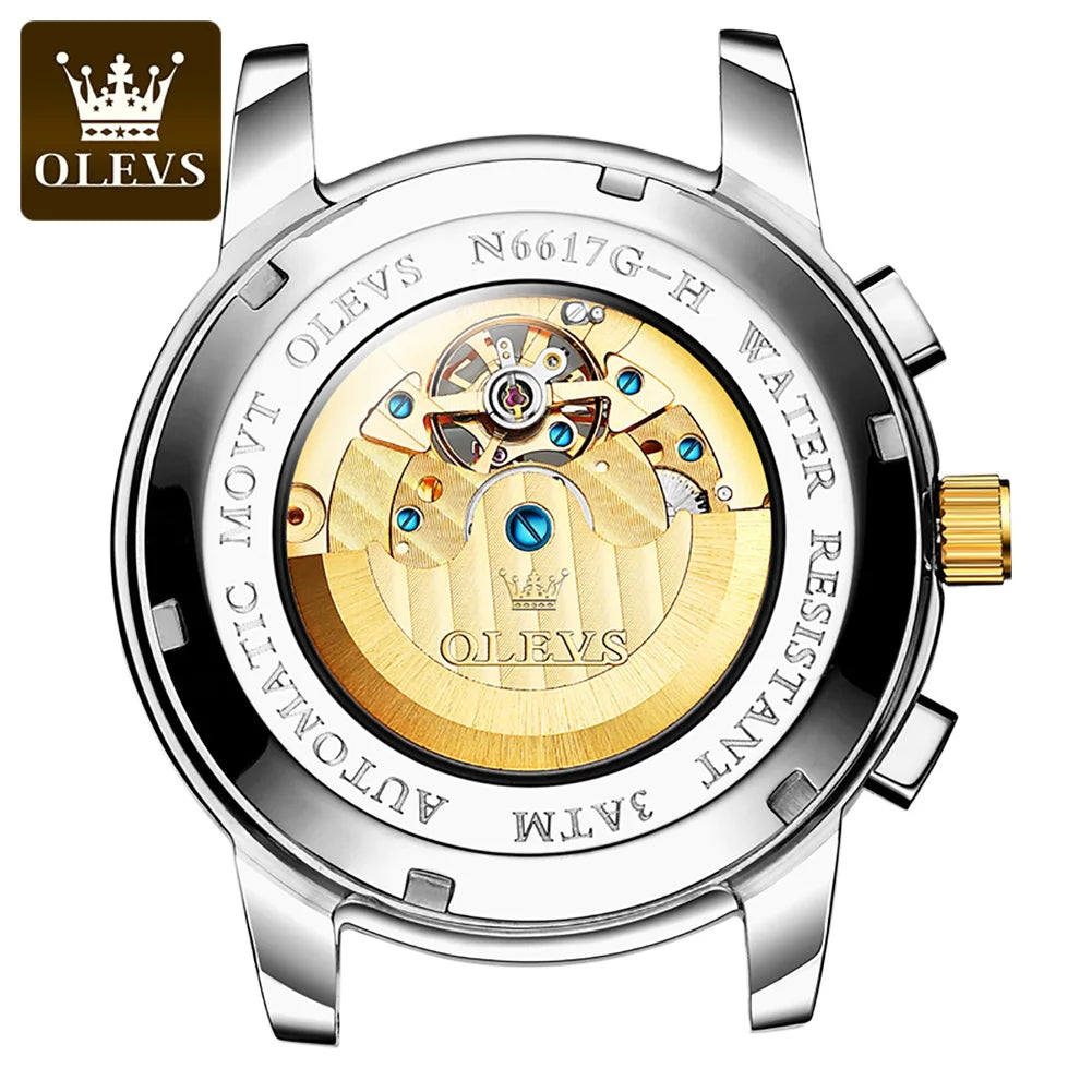 OLEVS  Mechanical Watch for Men Luxury  Wristwatch Waterproof Luminous Moonswatch