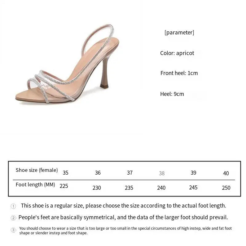 Oulylan Women Pumps Sandals Summer Slingback High Heels Rhinestones Elegant Pointed Toe