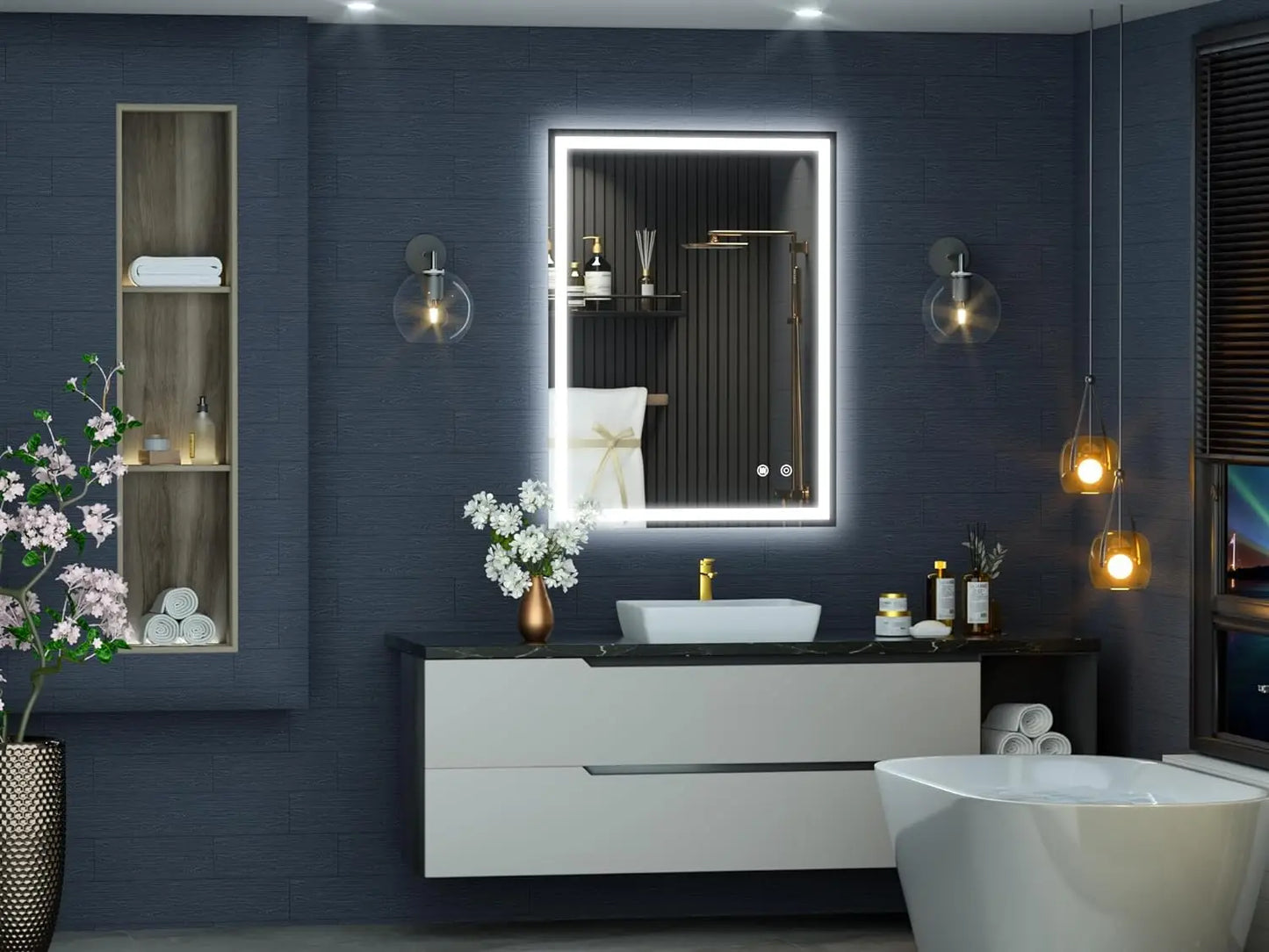 20×26 LED Bathroom Mirror with Light, Vanity Mirrors with Anti-Fog, Dimmable, 3 Colors