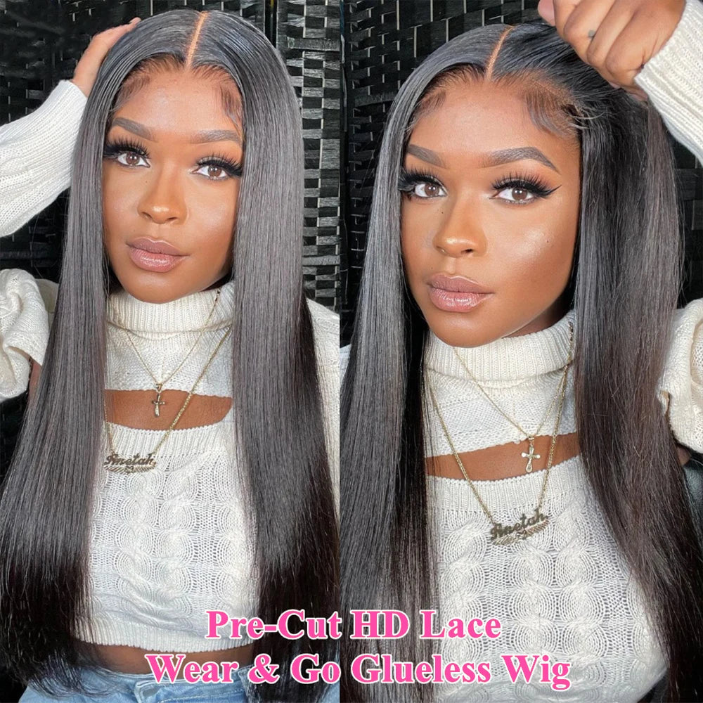 Glueless Straight Wig Wear and Go 5x5 6x4 Lace Front Wigs Human Hair Brazilian Remy