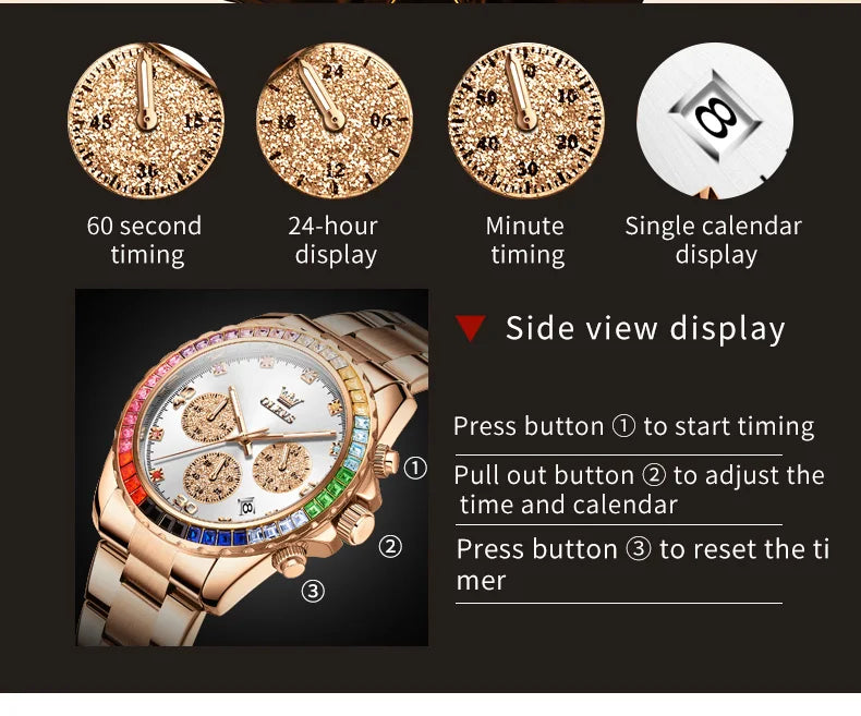 Watch Men Colored Diamond Bezel High Quality Stainless steel Waterproof Luxury Date