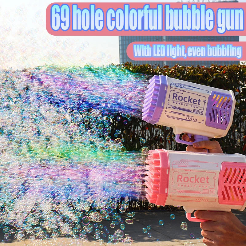 69 Holes Rocket Bubble Gun Machine Angel LED Kids Automatic for Wedding Party Outdoor Games