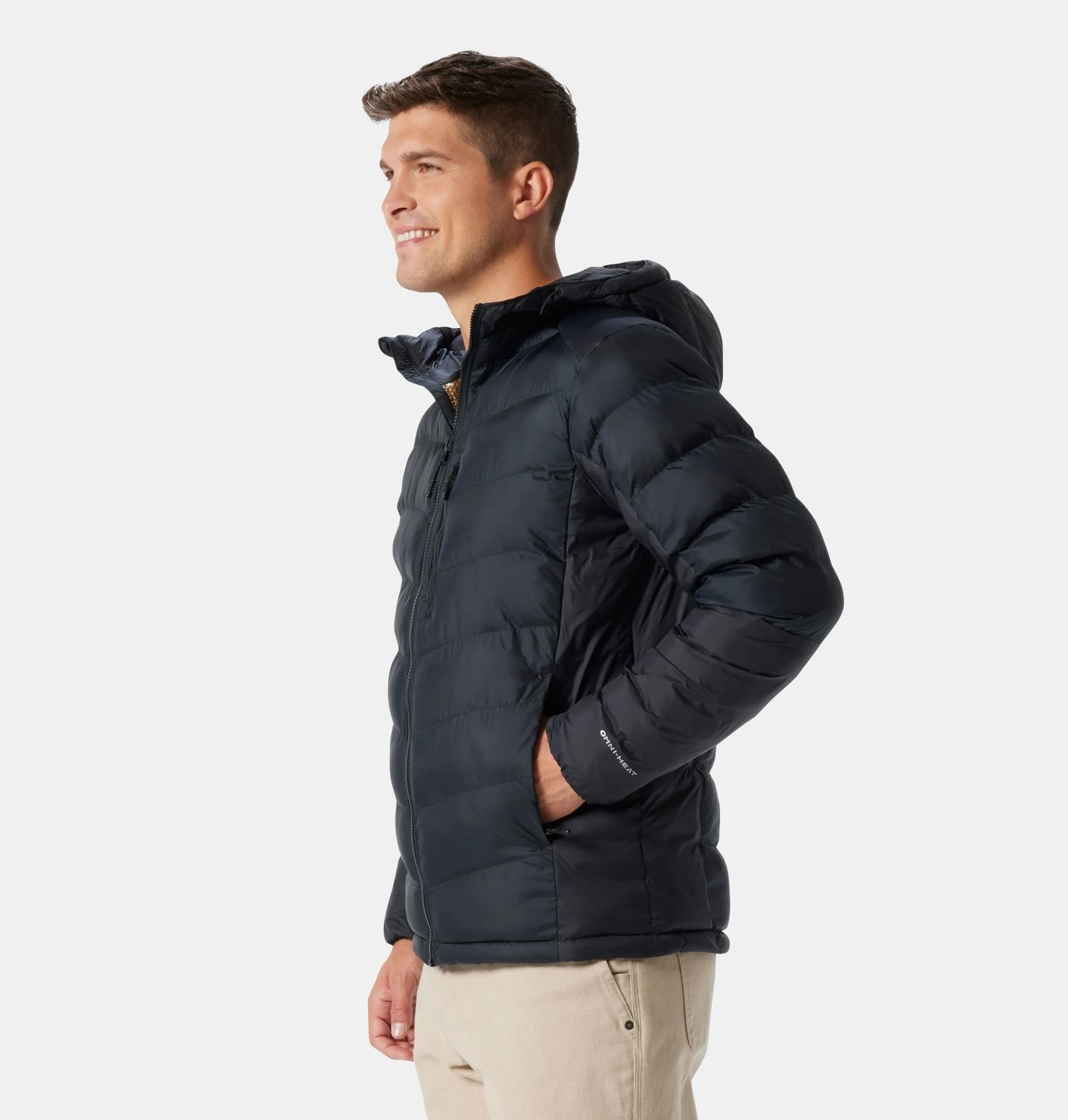 Men's Insulated Hooded Jacket Water-resistant fabric sheds moisture and light rain