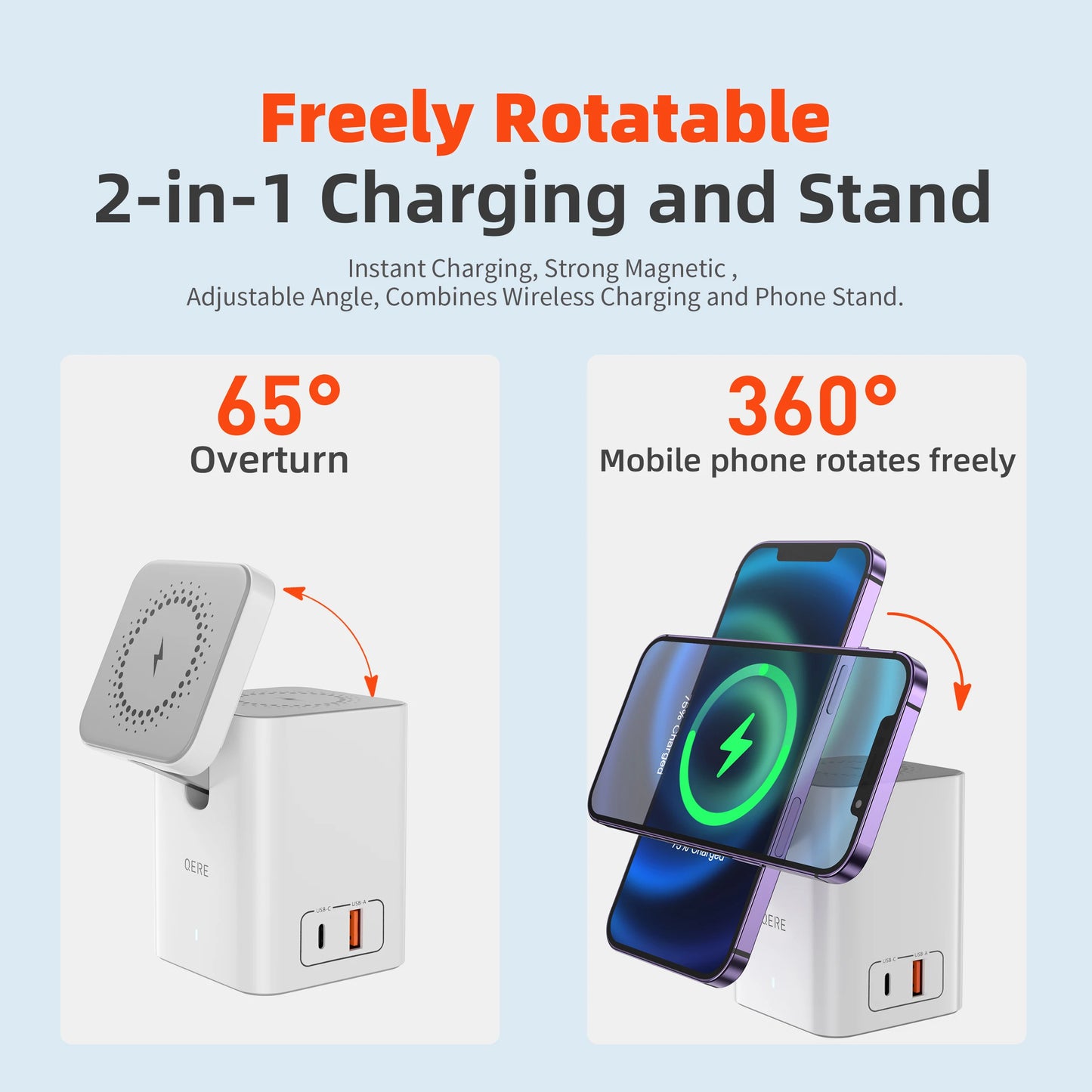 Mobile Phone Magnetic Wireless Charger Station Fast Charging Portable