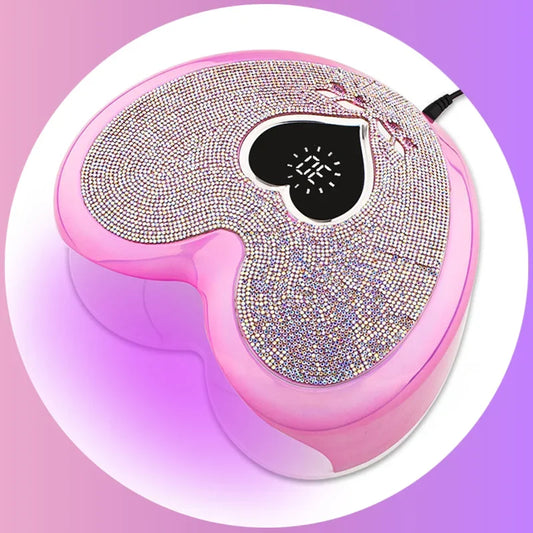 Nail Lamp with Rhinestone Heart Shape Nail Gel Dryer Pedicure Machine LED Light