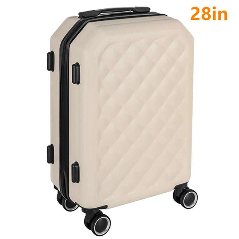 ABS Hand Carry on Luggage TSA Travel Wheel Suitcase Beige Color Femal for Family Trip