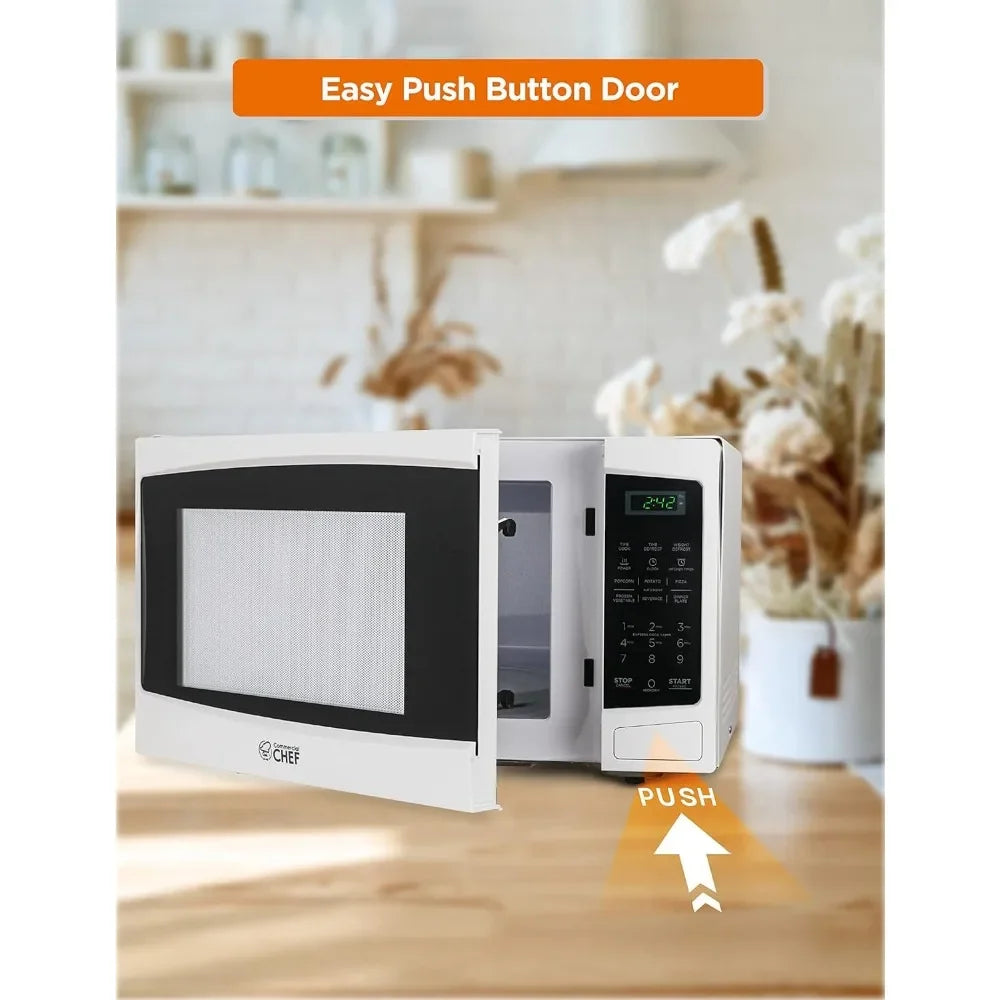 Microwave with 10 Power Levels, with Push Button Door Lock Turntable and Digital Controls