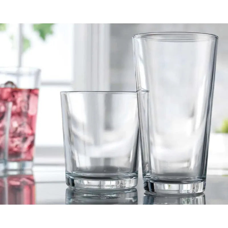 Drinking Glasses Set Of 16, 8 Glasses (17oz.), 8 Rocks Glass Cups (13 oz)